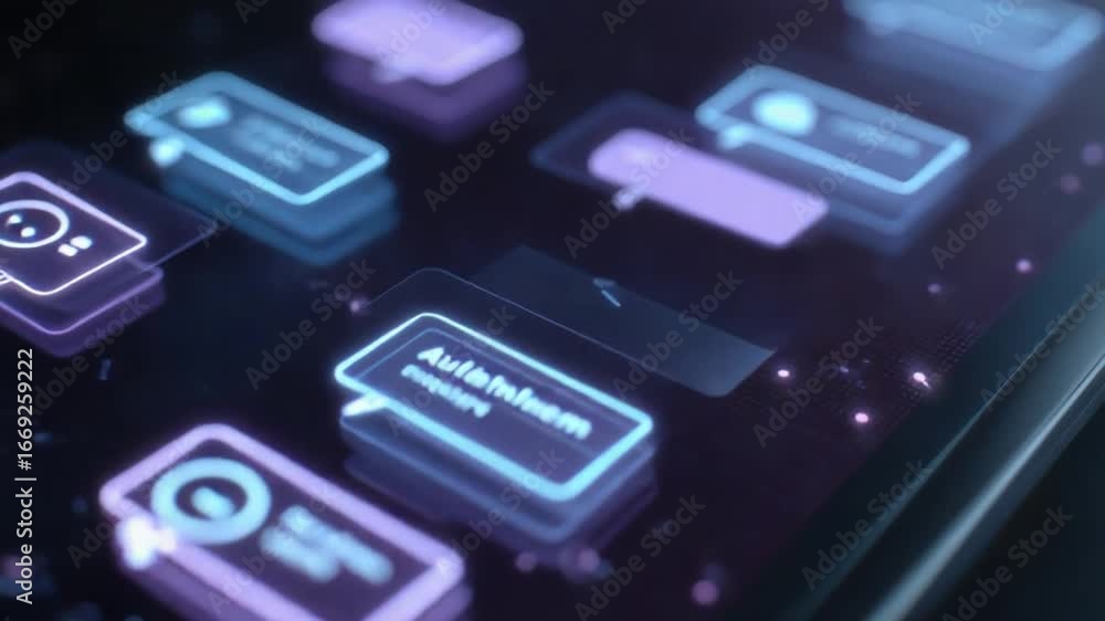 Poster Technological Communication Interface: Close-up view of a smartphone's screen, presenting digital interfaces of communication. Evoking feelings of connectivity and technological innovation.