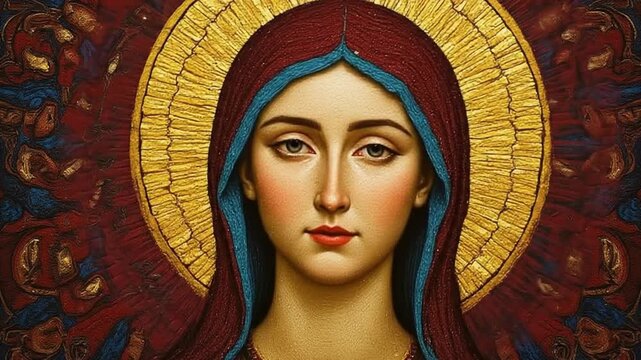Stunning Icon of Virgin Mary, Byzantine Art