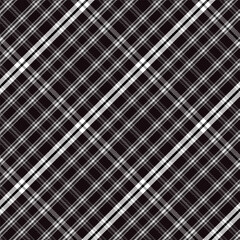 Stylish diagonal plaid pattern in black and white.