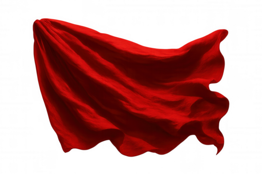 Vibrant red fabric billowing softly, revealing fluid motion and luxurious texture against translucent backdrop