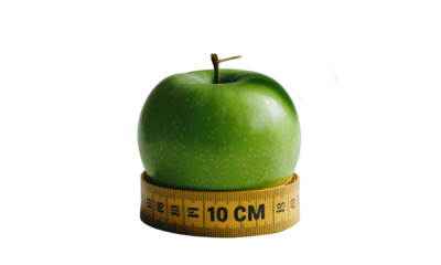 Green Apple with Measuring Tape Healthy Eating and Diet Concept