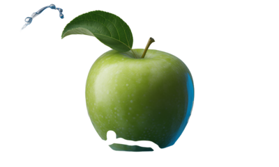 Green Apple with Water Splash