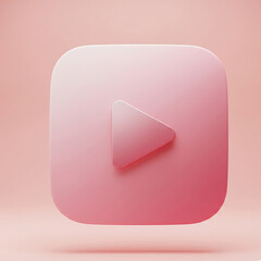 Abstract Play Button (3D Illustration). A 3D Illustration of a Pink Play Button with Soft Lighting Against an Abstract Background. Media, Playback, Video, Music, Minimalist, Design, Simple.
