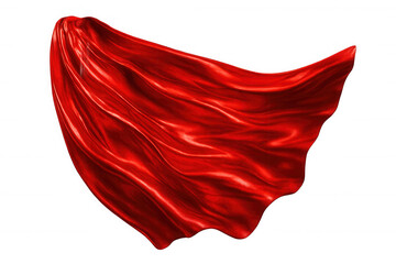 Waving red silk cloak isolated on transparent background, perfect for compositing and adding a touch of elegance or superhero vibe
