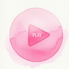 Watercolor Play Button Illustration. An Illustration of a Pink Play Button in a Blurred Watercolor Style. Media, Playback, Video, Music, Watercolor, Art, Design.

