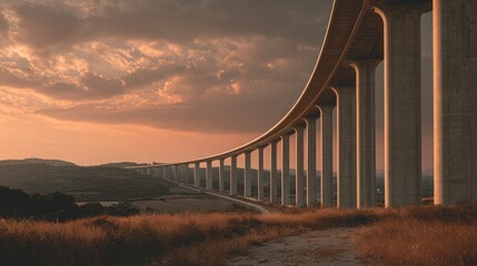 Highway bridge sunset landscape