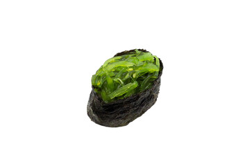 Gunkan Sushi with Seaweed Salad on Black, png