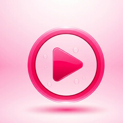 Glossy Pink Play Button (3D Illustration). 3D Illustration of a Glossy Pink Play Button with Water Droplets. Media, Playback, Video, Music, Glossy, Design.
