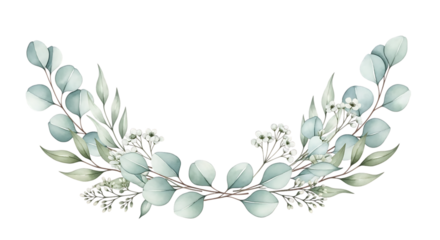 Delicate watercolor eucalyptus and floral arrangement featuring soft pastel hues for wedding invitations, greeting cards, and elegant botanical designs