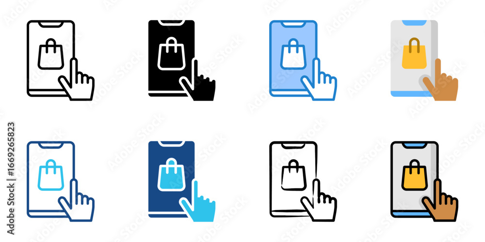 Poster ecommerce icon set multiple style collection