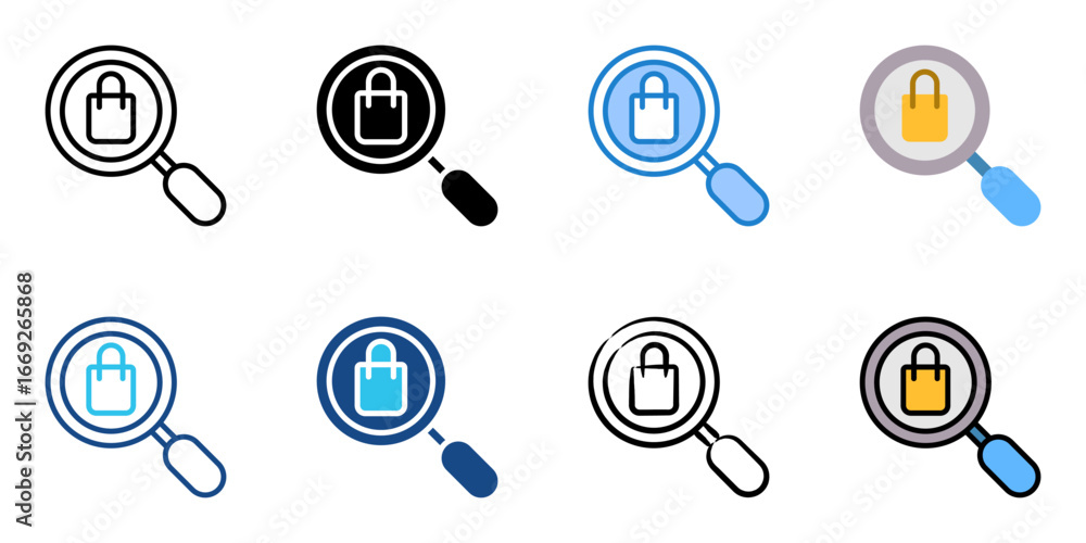 Poster search icon set multiple style collection
