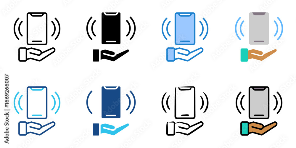 Poster mobile payment icon set multiple style collection