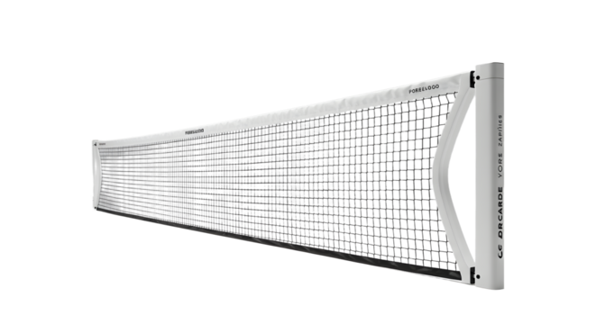 Close-up of a tennis net isolated on white background, perfect for sports and tennis-related projects