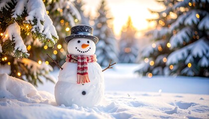 Obraz premium Festive Snowman Winter Wonderland.