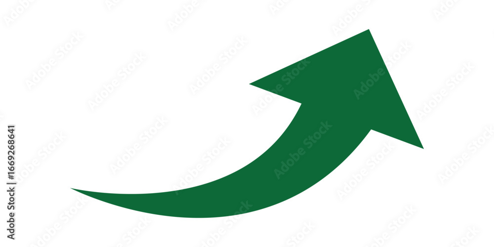 Poster green arrow curve direction vector. curved arrow sign. set of long green curve arrow icon vector. ar