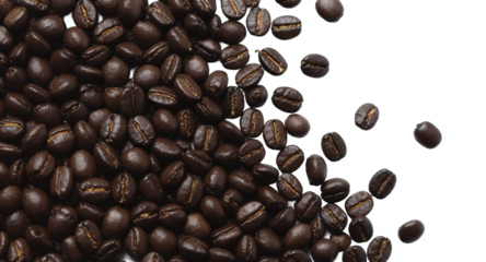 Roasted Coffee Beans, Close-Up View, Dark Brown, Food Photography, Beverage Background, Coffee Texture, Aromatic Coffee, Caffeine, Coffee  