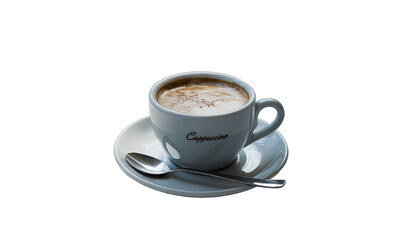 Naklejka premium Steaming Coffee Cup and Saucer, Illuminated by Natural Light