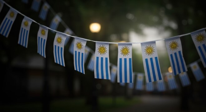 Argentinian Flag Bunting Outdoor Decoration Festive Celebration Party String Lights