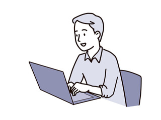 デスクワークをする男性