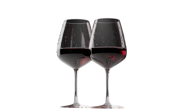 Two glasses of red wine with water droplets on a dark background - Powered by Adobe