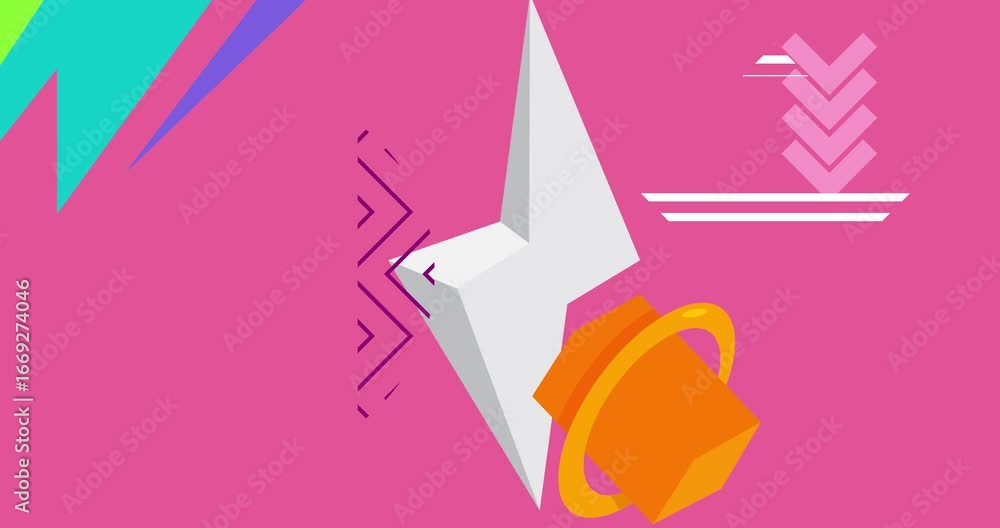 Aufkleber geometrical graphic retro theme background animation with place for text. minimal geometric elements
