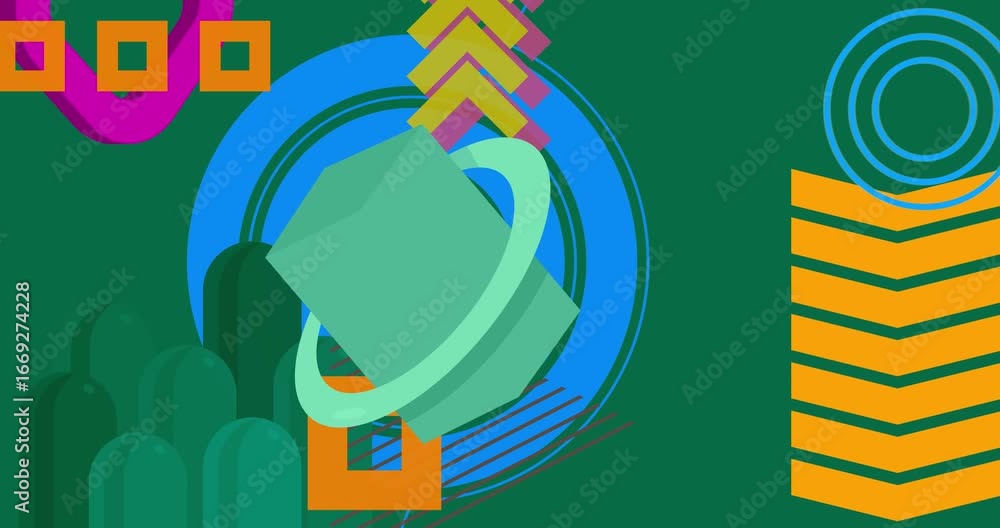 Poster geometrical graphic retro theme background animation with place for text. minimal geometric elements