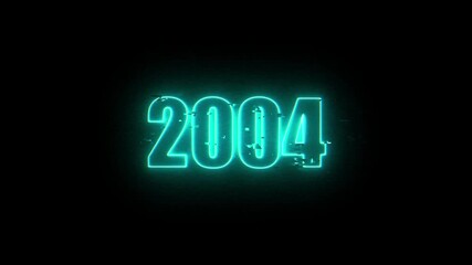 2004 Neon Sign, Vibrant Blue Glow Against Dark Jahreswechsel, Schrift mit Neonschein 4k video Background animation