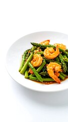 Shrimp and Asparagus Stir-Fry on Plate