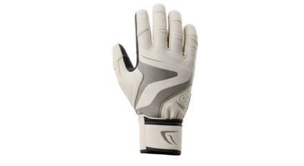 White goalkeeper glove isolated on black background with wrist strap, perfect for soccer and sports use