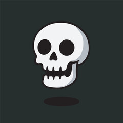 Simple Cartoonish Skull with Shadow Isolated on Dark Background Illustration
