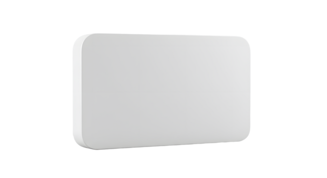 White rectangular blank signboard isolated on white background, perfect for advertising and design mockups