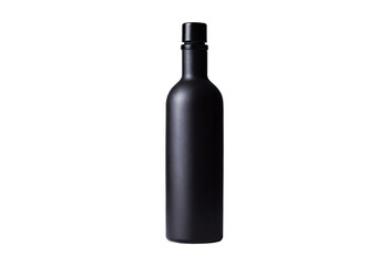 Sophisticated and minimalist matte black bottle, exquisitely designed for a premium feel, captured with a clean, isolated backdrop to highlight its elegant form and modern concept