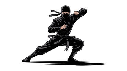 Dynamic ninja warrior in martial arts stance ready for action © Anukul Debnath