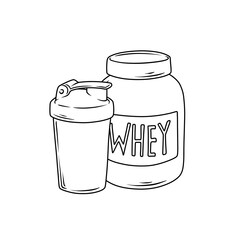 Whey Protein Supplement and Shaker Cup Outline