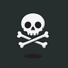 Simple Flat Style Skull and Crossbones Symbol Danger Sign Icon