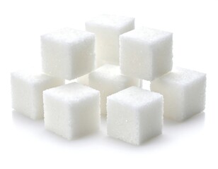 Sugar Cubes Stacked on White Background