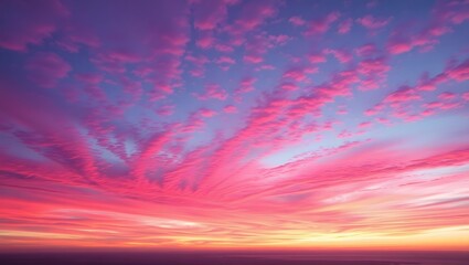 Beautiful pink and purple clouds during a stunning sunset or sunrise