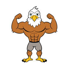 A bold strong eagle cartoon with wide wings, fierce eyes, and sharp beak, symbolizing courage and freedom in a fun, powerful style for kids and adults alike.
