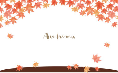 秋の紅葉の背景フレームイラスト