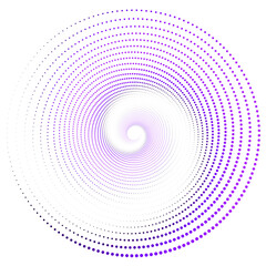 abstract gradient dot spiral element on transparent background

