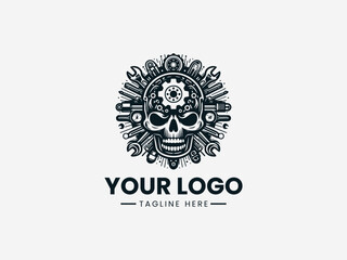 Fototapeta premium Skull Automotive Repair Logo vector illustration design