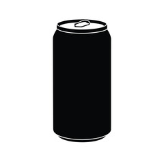 Minimalist black silhouette of a crisp carbonated drink can