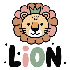 Cartoon cute lion character vector illustration isolated on white background