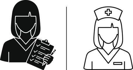 Nurse icon vector, medical staff illustration, healthcare worker graphic, hospital nurse symbol, clinical assistant design, doctor helper icon, medical professional silhouette