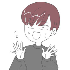 なにかに慌てる若い男性