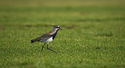 Elegant Bird in Motion: A Detailed Study of a Stunning Avian Species on Green Grass