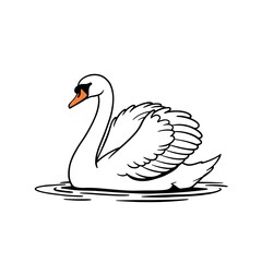 Naklejka premium Elegant swan illustration in line art style, symbol of beauty, grace, and purity, suitable for wildlife, nature, and decorative design themes.