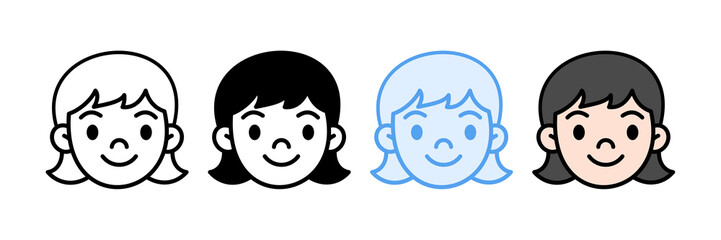 Girl Icon Set Multiple Style Collection
