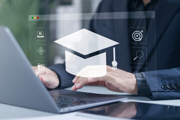 E-learning platform concept. online education, webinars, scheduling, distance learning via video tutorials and recorded classes.