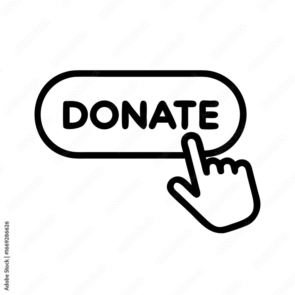 Poster donate button text icon for web and graphic design